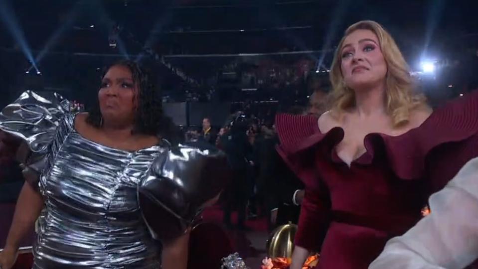 Lizzo and Adele at the 2023 Grammys