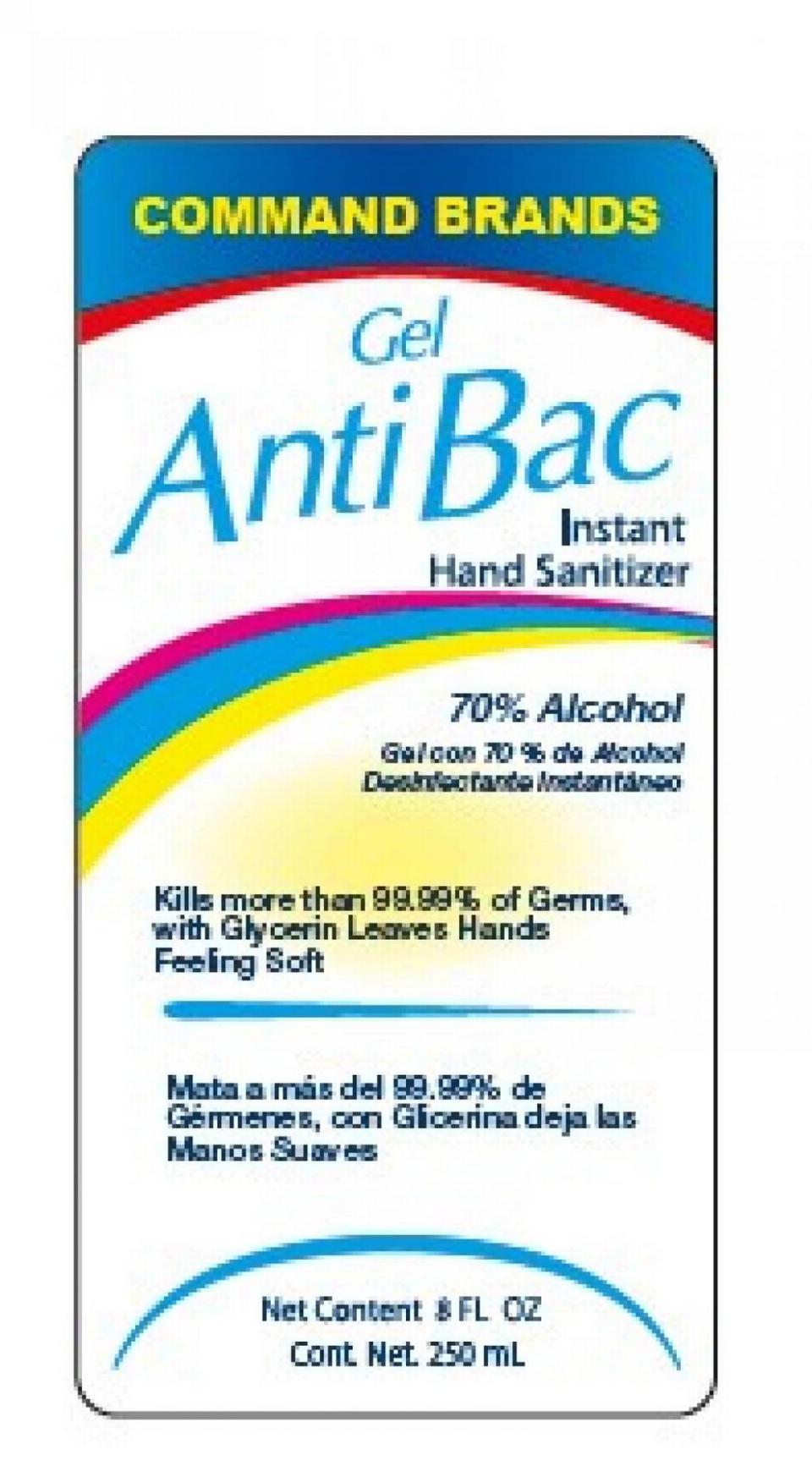 Command Brands Gel Anti Bac label