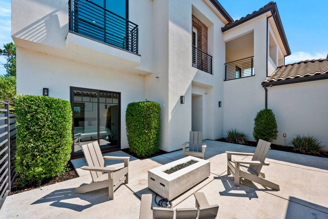 The courtyard with a fireplace.