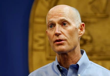 Florida Gov. Rick Scott speaks at a press conference about the Zika virus in Doral, Florida, U.S. on August 4, 2016. REUTERS/Joe Skipper/File Photo