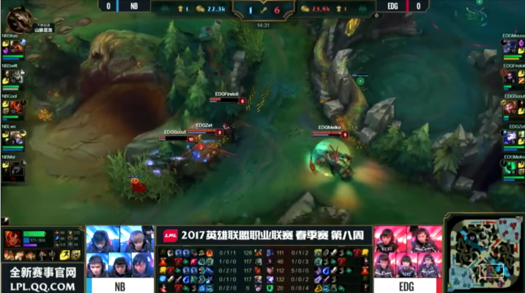 EDward Gaming take a fight with disadvantages, despite a kill lead (lolesports)