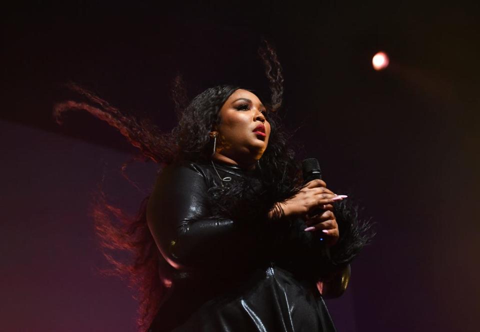 Lizzo performs onstage during Spotify Hosts "Best New Artist" Party at The Lot Studios on January 23, 2020, in Los Angeles.