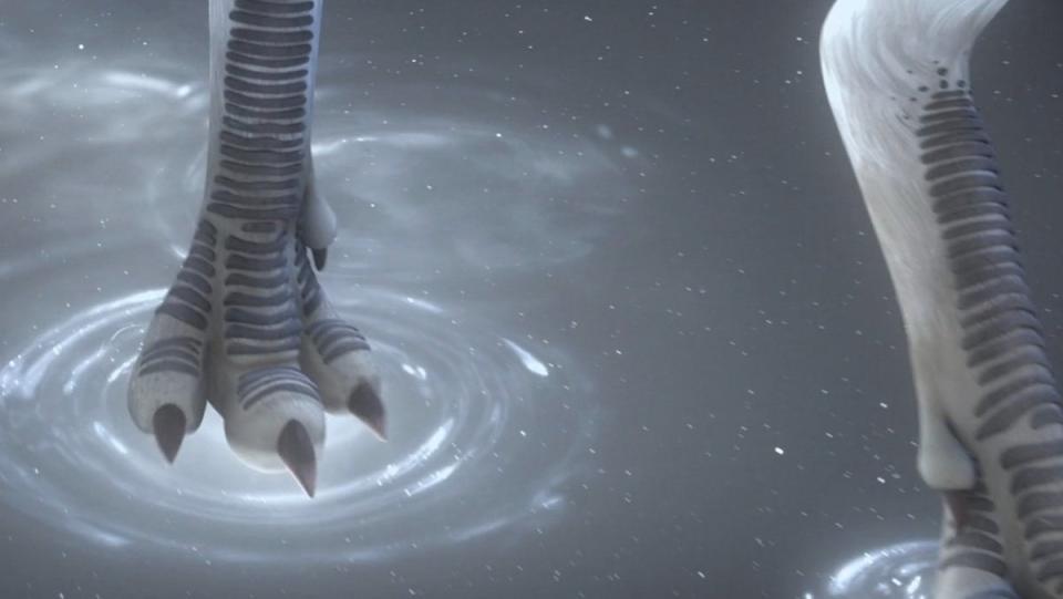 Loth-wold paws stepping on something that looks like black water on Star Wars Rebels