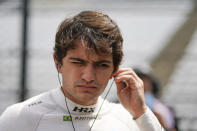 Pietro Fittipaldi, of Brazil, prepares to drives during practice for the Indianapolis 500 auto race at Indianapolis Motor Speedway, Friday, May 21, 2021, in Indianapolis. (AP Photo/Darron Cummings)