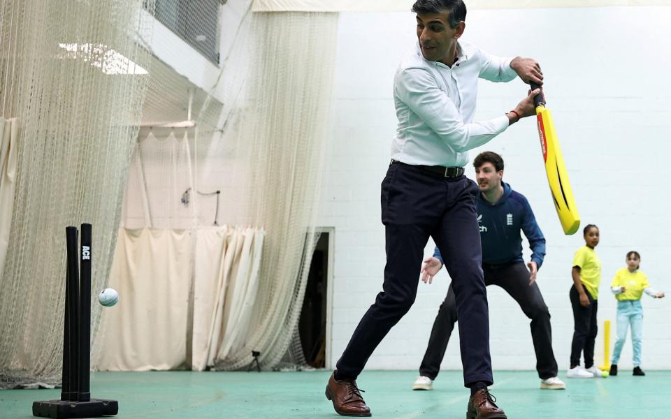 Rishi Sunak gave it his best shot but the cricket ball went sailing past