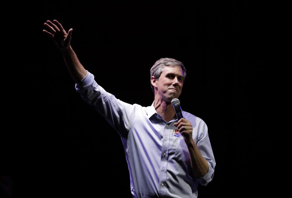 U.S. Rep. Beto O'Rourke, the 2018 Democratic Candidate for U.S. Senate in Texas, makes his concession speech at his election night party, Tuesday, Nov. 6, 2018, in El Paso, Texas. (AP Photo/Eric Gay)