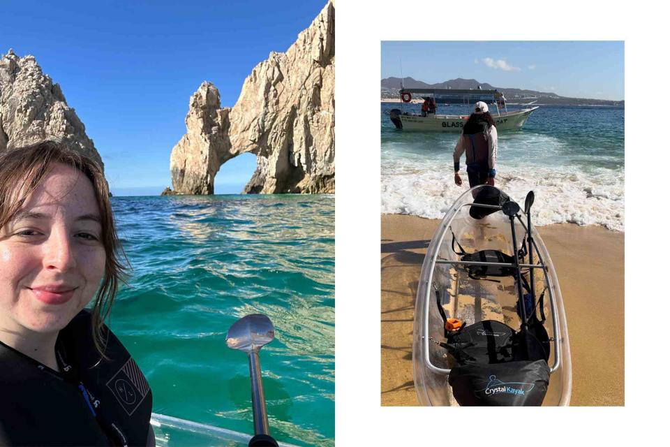 <p>Courtesy of Mariah Tyler</p> Finally reaching the arch view on a clear bottom kayak tour in Cabo San Lucas.