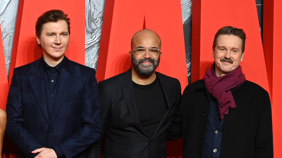 Paul Dano (left) says director Matt Reeves (right) was 'an incredible collaborator' on the set of 'The Batman'. (Joe Maher/Getty Images)