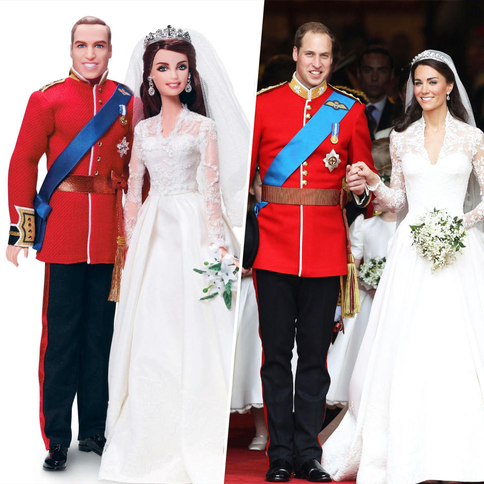 Prince William and Kate Middleton barbies / Prince William and Kate Middleton (Mattel / Getty Images)