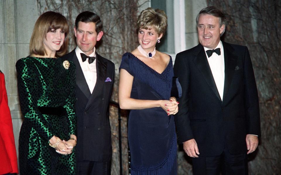 Mulroney, right, with his wife, Mila, left, and the Prince and Princess of Wales in 1991