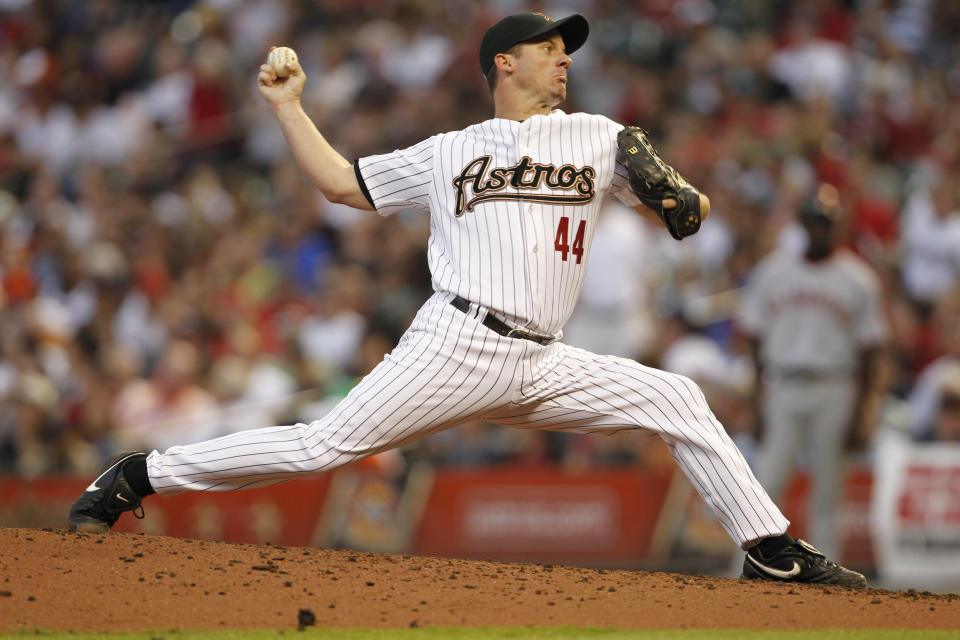 05 April 2010: Houston Astros starting pitcher Roy Oswalt (44) pitches during the San Francisco Giants vs. Houston Astros baseball game at Minute Maid Park on Monday April 5, 2010 in Houston, Texas. San Francisco won 5-2. (Photo by Aaron M. Sprecher/Icon SMI/Icon Sport Media via Getty Images)