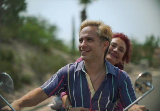 Gael García Bernal and Perla de la Rosa in <i>Cassandro</i>.<span class="copyright">Courtesy of Amazon Prime Video</span>