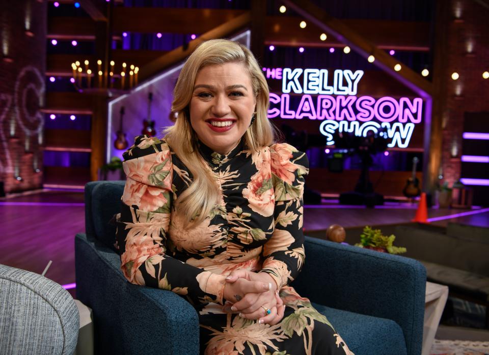 "Since U Been Gone" singer Kelly Clarkson on the set of her daytime talk show in 2019.