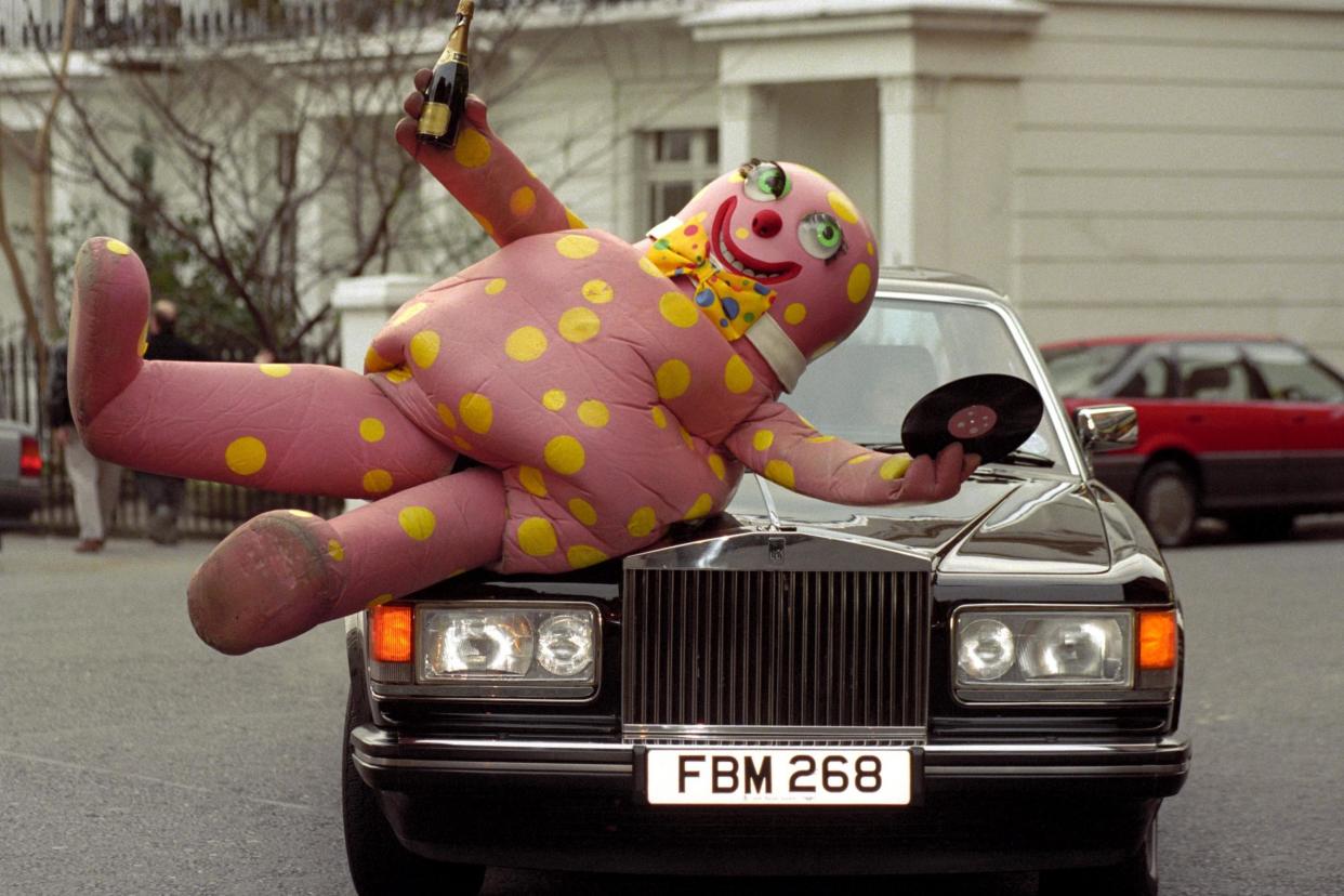 Blobby on the bubbly: Mr Blobby celebrates after securing top spot in Christmas 1993: PA Archive/PA Images
