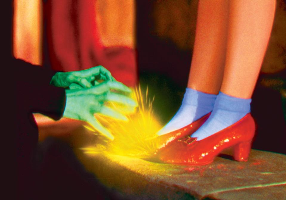 The Wicked Witch tries to take Dorothy's (Judy Garland's) ruby slippers in this scene from "The Wizard of Oz."