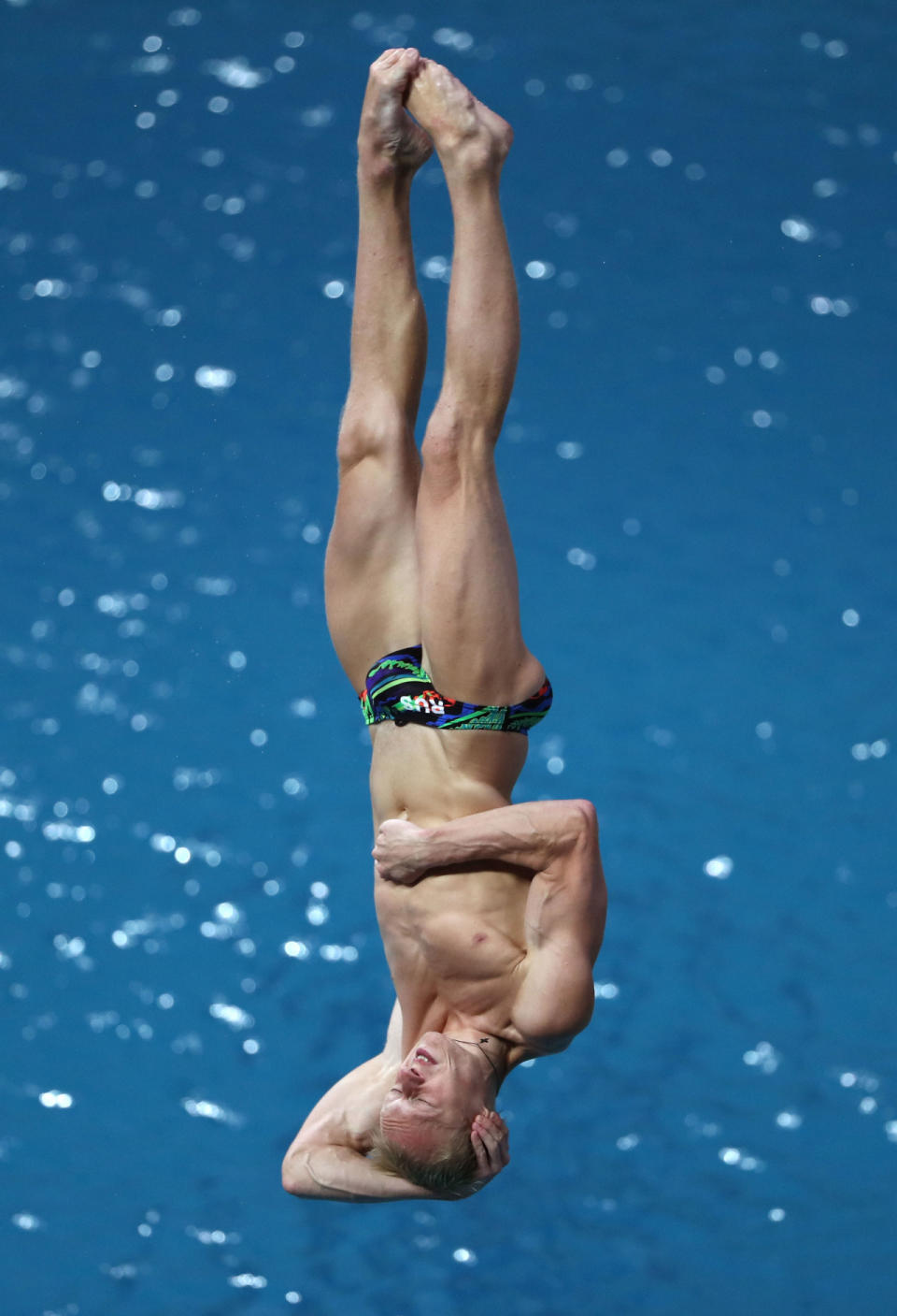 lia Zakharov of Russia participates in the men’s diving competition.