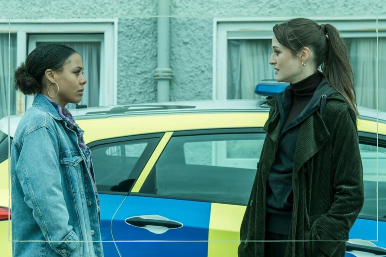  Jodie and Detective Whelan standing in front of a police car in Witness Number 3 