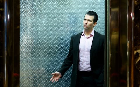 Donald Jr arriving for a meeting in Trump Tower - Credit: AFP