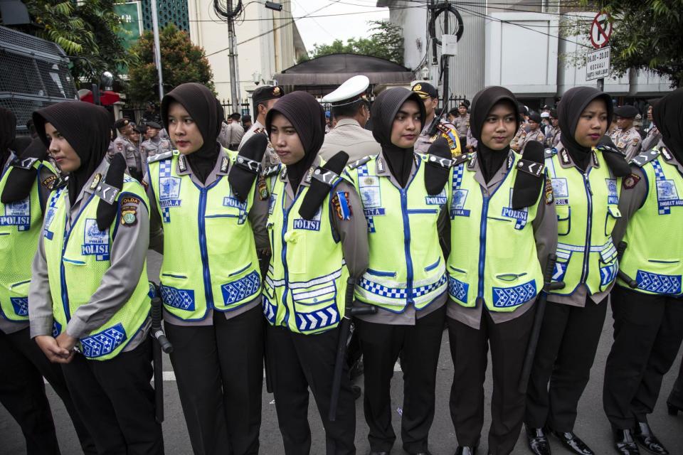 Indonesian police during Ahok’s trial in Jakarta