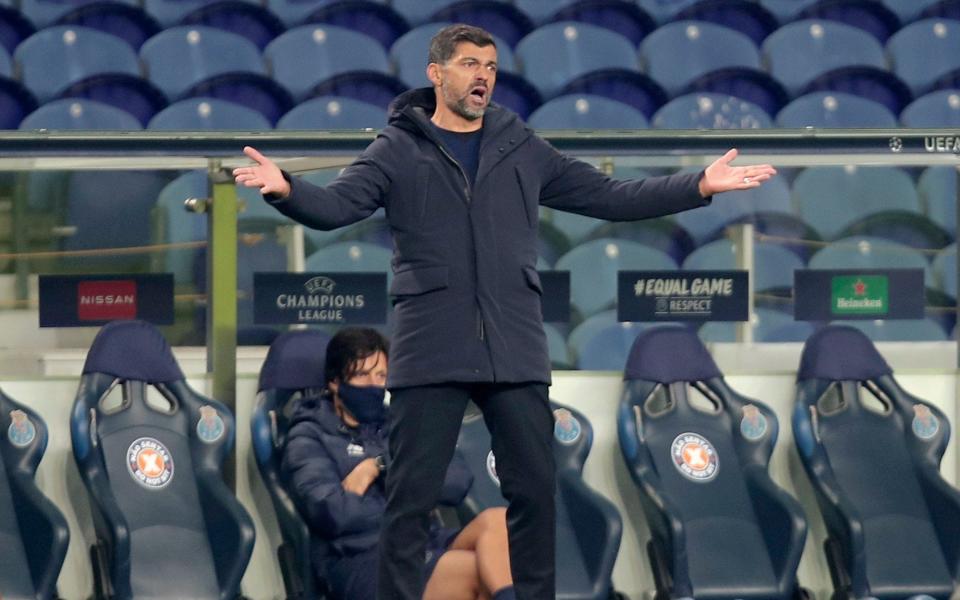 Porto's head coach Sergio Conceicao gestures during the Champions League group C soccer match between FC Porto and Manchester City at the Dragao stadium in Porto - AP 