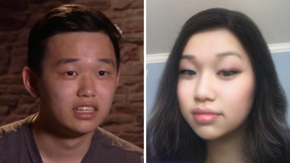 Pictured is San Francisco Bay Area student Ethan, 20, (left) who created a Tinder profile with a picture taken with Snapchat's gender swap filter (right) and posed as a 16-year-old girl.