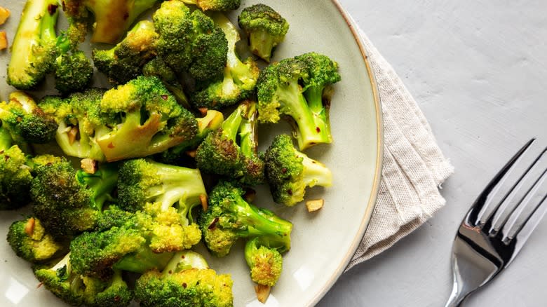 pan fried broccoli on plate