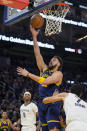 Golden State Warriors forward Klay Thompson shoots against the Memphis Grizzlies during the first half of an NBA basketball game in San Francisco, Wednesday, Jan. 25, 2023. (AP Photo/Godofredo A. Vásquez)