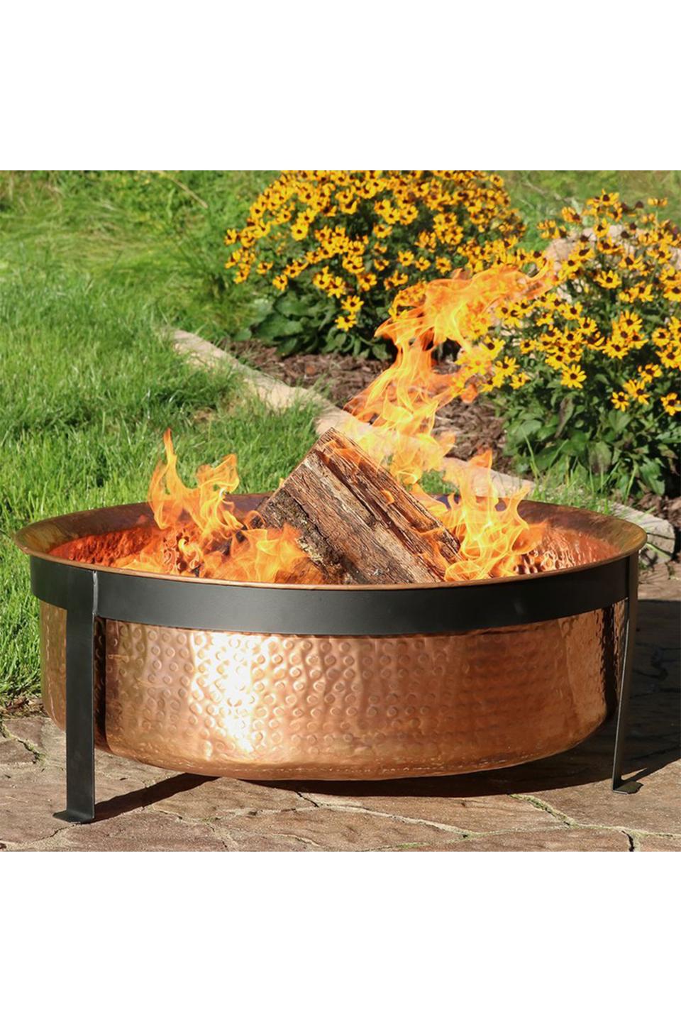 Tyrone Hammered Copper Wood Fire Pit