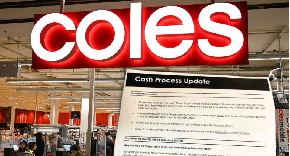 Coles supermarket and memo given to staff.