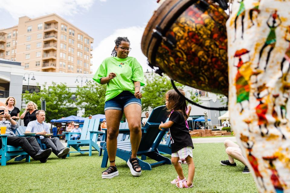 Onlookers dance during the Juneteenth celebration at The Gateway in Salt Lake City on June 19, 2023. | Ryan Sun, Deseret News