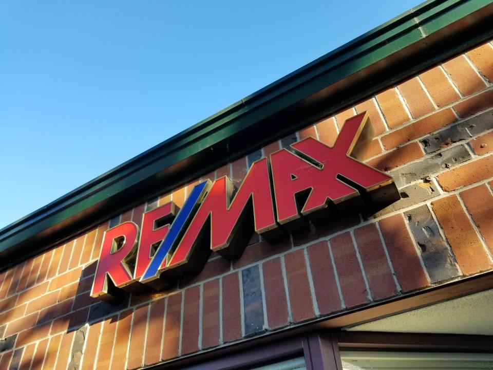 Close-up of sign on Remax real estate company office in San Ramon, California, July 18, 2018. (Photo by Smith Collection/Gado/Getty Images)