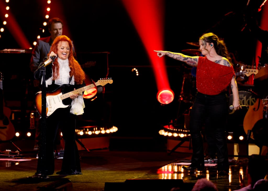 MURFREESBORO, TENNESSEE - NOVEMBER 03: Ashley McBryde and Wynonna Judd perform onstage for The Judds Love Is Alive The Final Concert hosted by CMT at Murphy Center at Middle Tennessee State University on November 03, 2022 in Murfreesboro, Tennessee. (Photo by Jason Kempin/Getty Images for CMT)