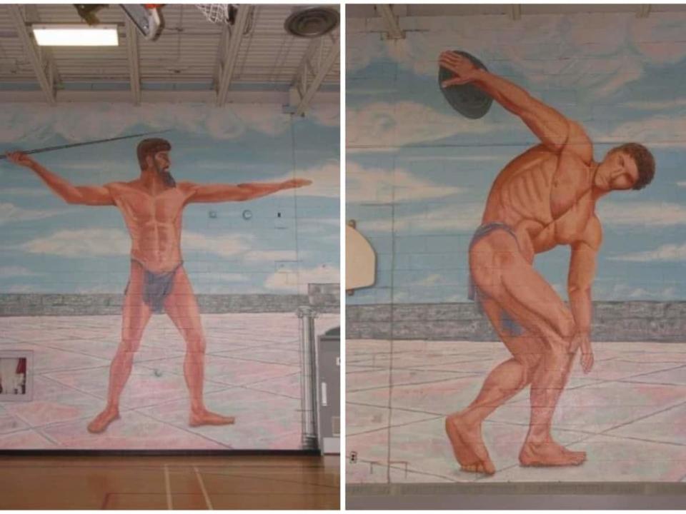 Rod Beck, an art teacher at Donald C. Jamieson Academy, painted these murals in 1996. (Twitter/@RodFBeck - image credit)