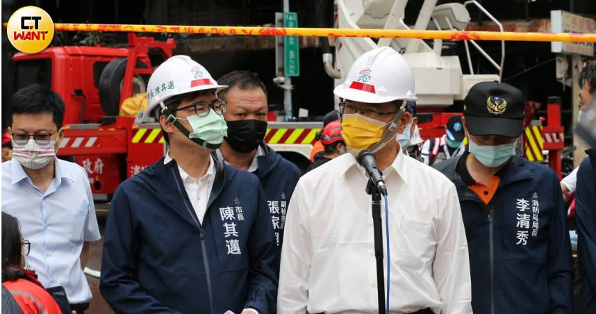 高雄市長陳其邁再度重申，「城中城」發生重大火災，他身為大家長，不會迴避責任。（圖／記者宋岱融攝）