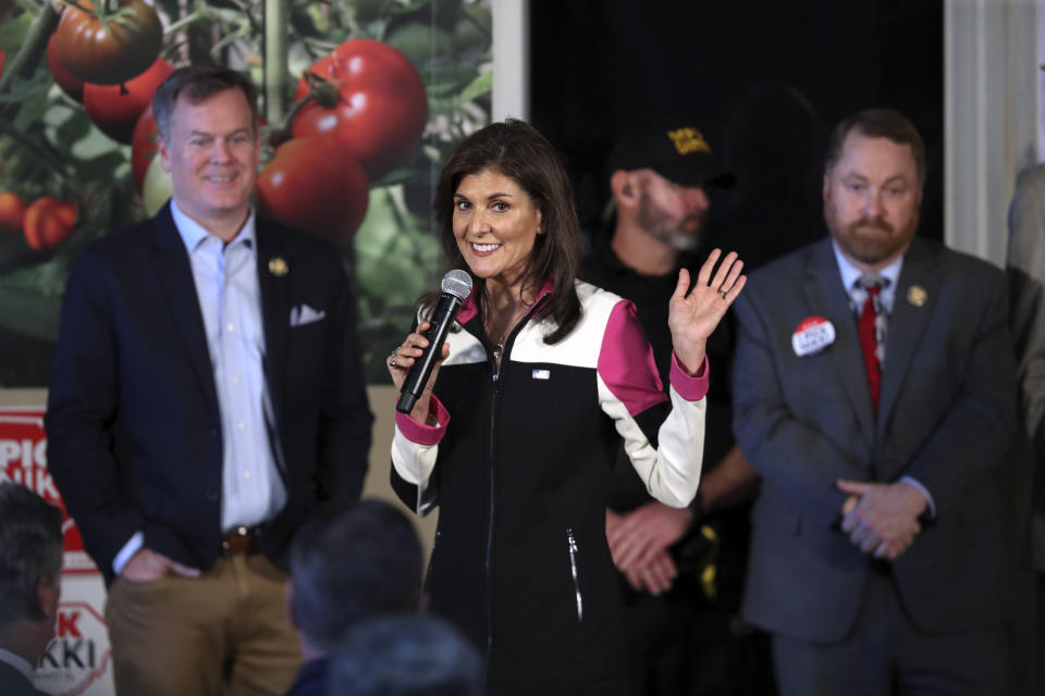 Republican presidential candidate former UN Ambassador Nikki Haley speaks at a campaign event on Thursday, Feb. 1, 2024, in Columbia, S.C. (AP Photo/Artie Walker Jr.)