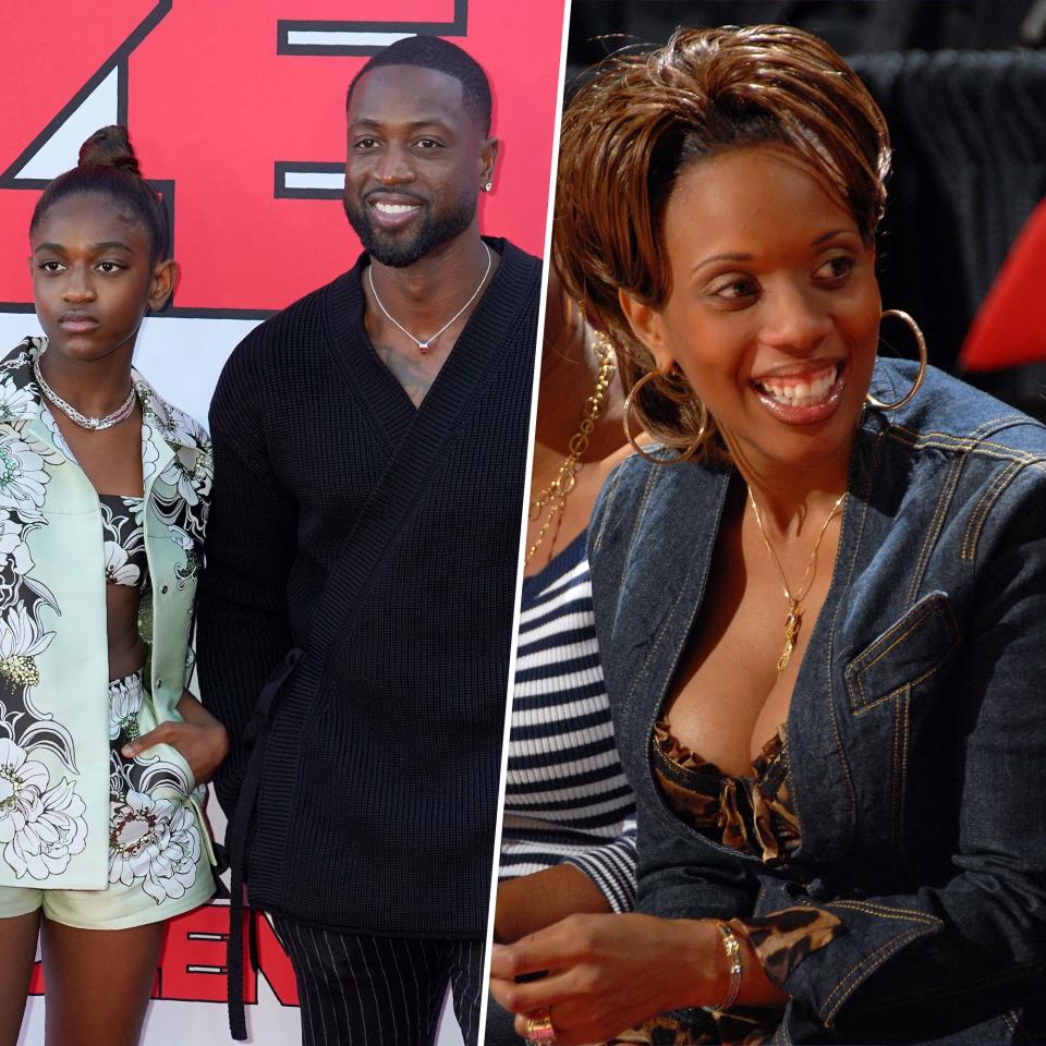  Dwayne Wade (right) and his daughter Zaya Wade (left). Wade is in a legal battle with his ex-wife, Siohvaughn Funches-Wade (right), who is attempting to block their daughter's gender and name change.  (Chris Pizzello / AP / Andrew D. Bernstein / Getty Images)