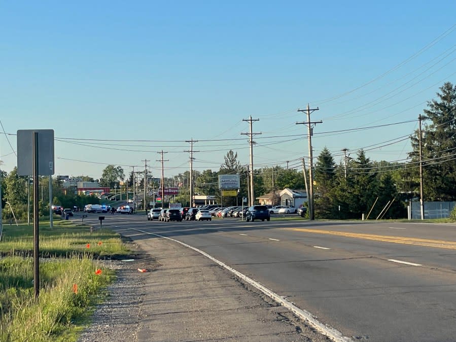 Columbus police at the scene in west Columbus of a shooting involving an officer and the suspect in a shooting at a West Jefferson Amazon facility Sunday afternoon. (JACKIE GILLIS/NBC4)