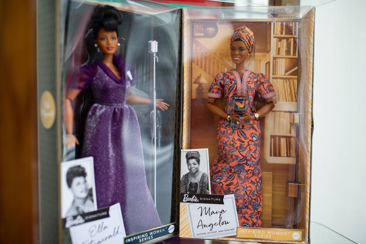 “Barbie Signature” dolls designed to represent famous Black women are displayed in the Meek-Eaton Black Archives at Florida A&M University.