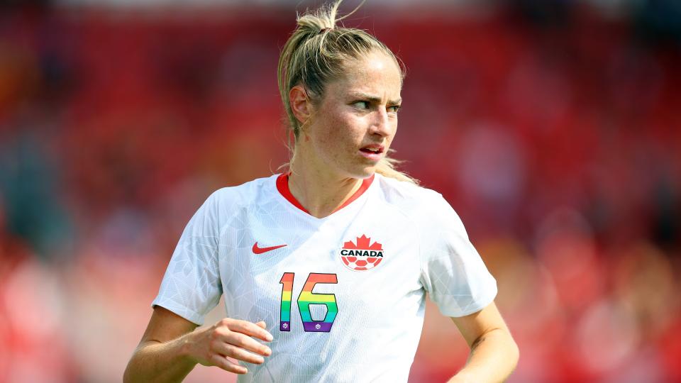 Some of the Canadian women's national soccer team's leaders spoke to the media about their labour dispute with Canada Soccer on Tuesday. (Getty Images)