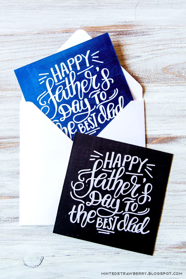 <p>This incredible hand-lettered Father's Day printable puts store-bought cards to shame with it's artistic look.</p><p><strong>Get the printable at <a href="https://mintedstrawberry.blogspot.com/2016/06/free-printable-hand-lettered-chalkboard.html" rel="nofollow noopener" target="_blank" data-ylk="slk:Minted Strawberry;elm:context_link;itc:0;sec:content-canvas" class="link ">Minted Strawberry</a>.</strong></p>