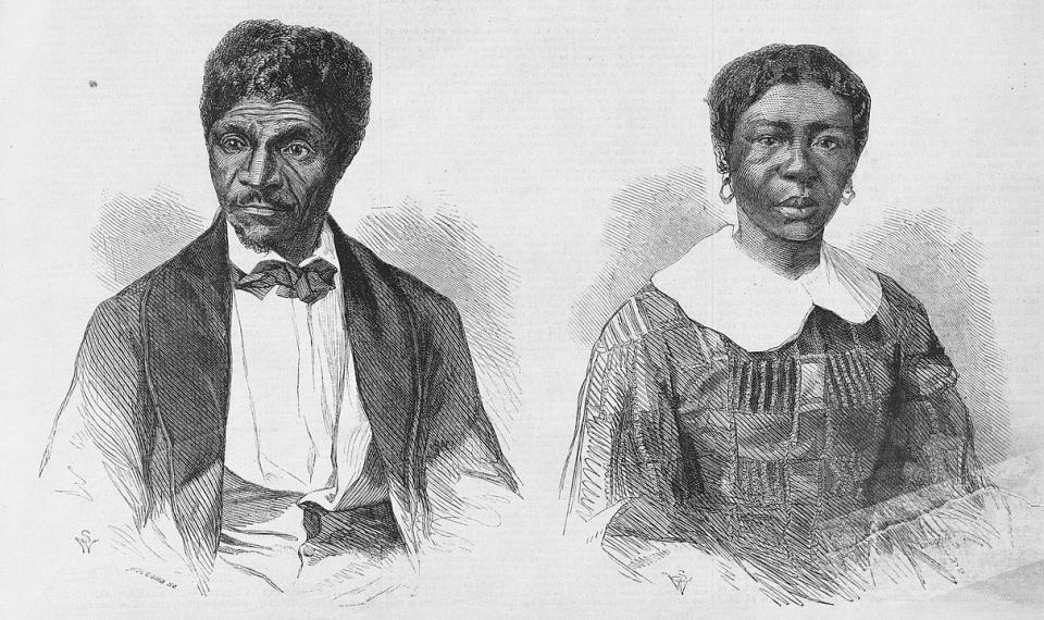 Dred and Harriet Scott. He lost a U.S. Supreme Court battle to win his freedom after his owner took him to states where slavery was illegal. The court declared Black Americans were not citizens.