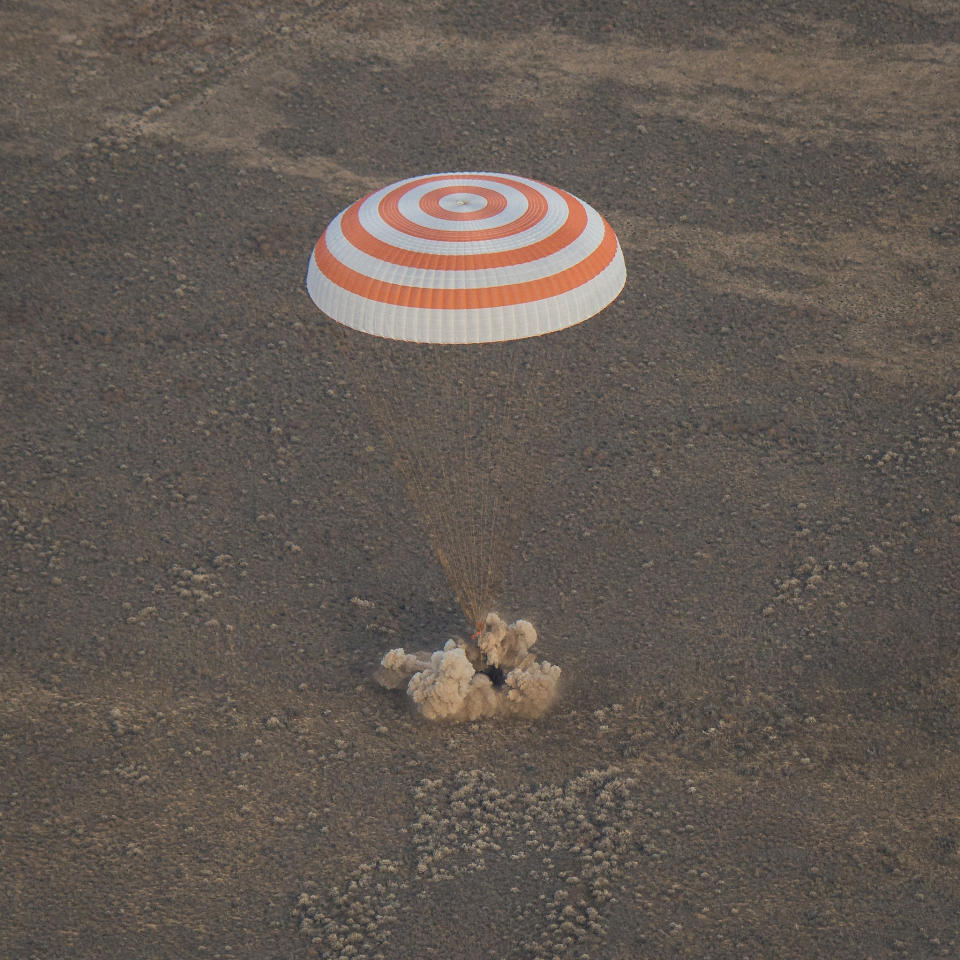 Soyuz Space Capsule Lands Safely with Crew of 3