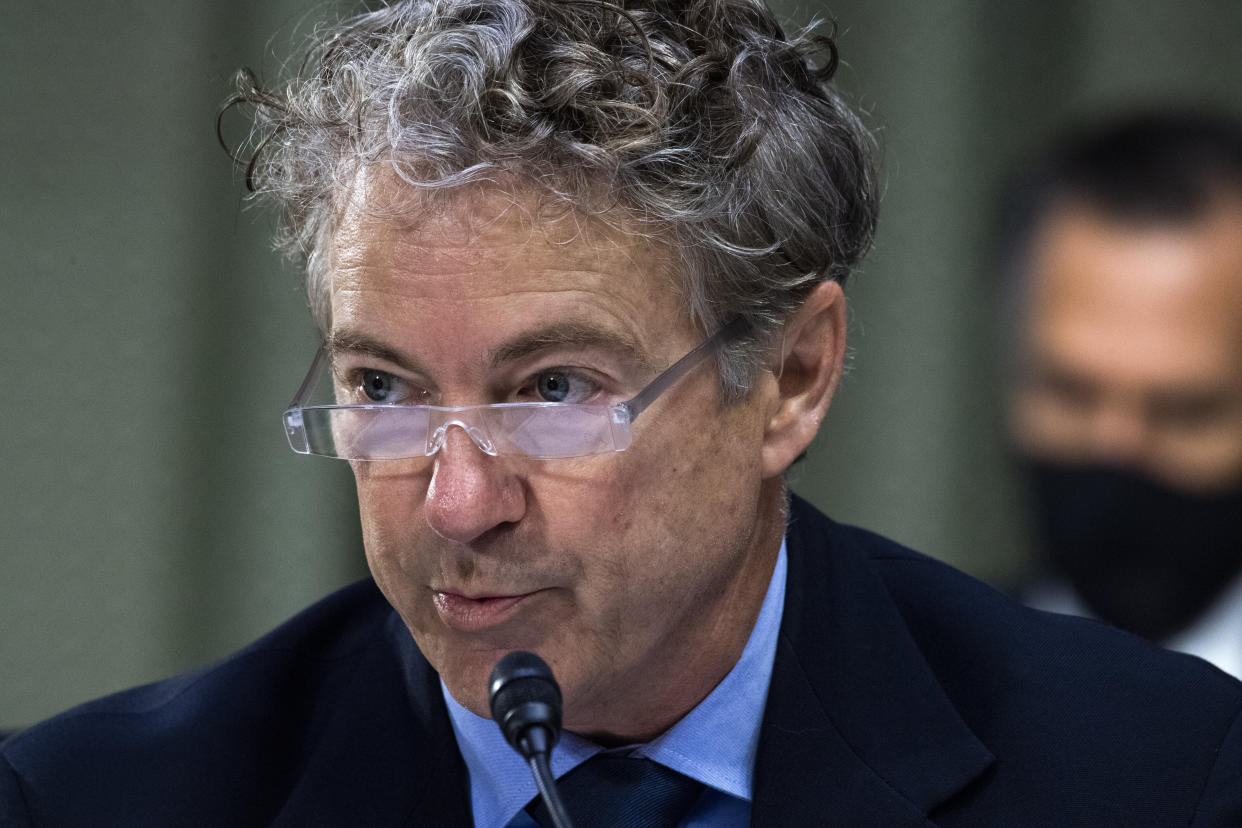 Sen. Rand Paul (R-Ky.) attends a markup before the Senate Foreign Relations Committee hearing on March 24. (Photo: Tom Williams via Getty Images)