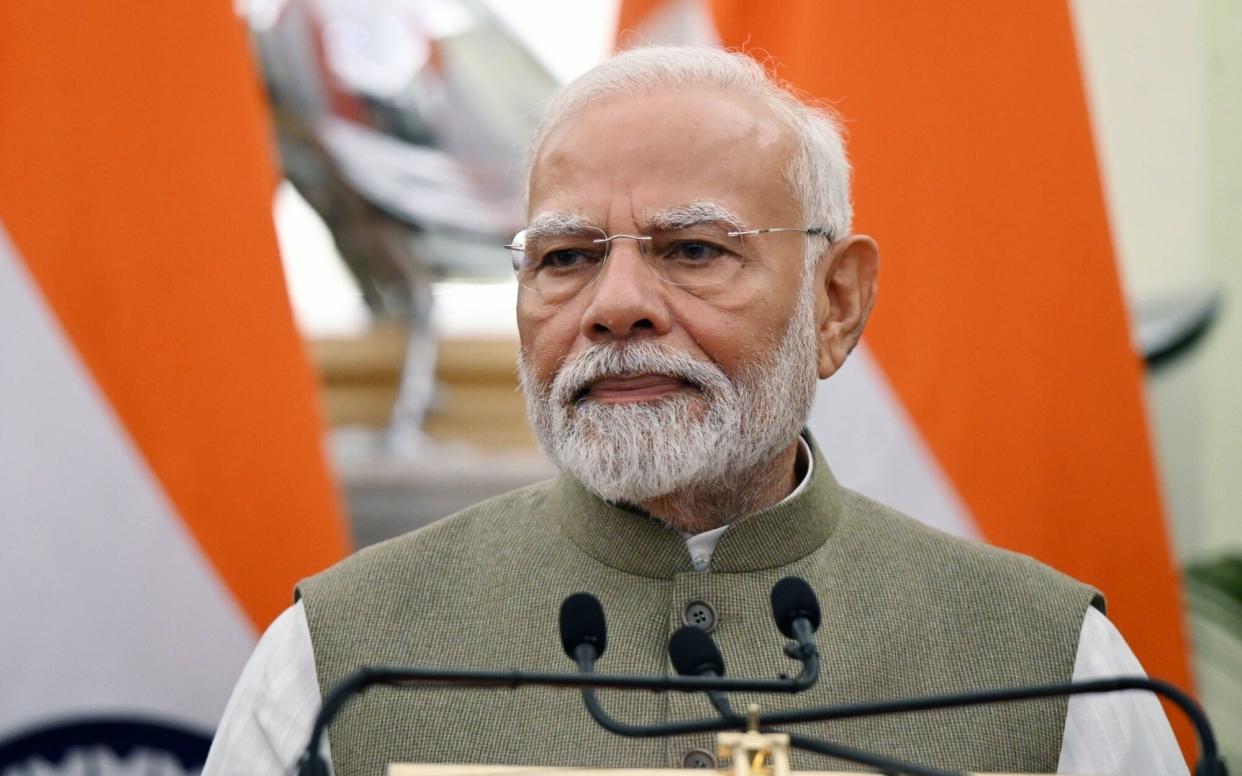 Narendra Modi, India's prime minister, during a news conference with Anwar Ibrahim, Malaysia's prime minister on Tuesday