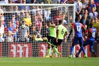 Football Soccer Britain - Crystal Palace v AFC Bournemouth - Premier League - Selhurst Park - 27/8/16 Bournemouth's Steve Cook clears the ball off the line Action Images via Reuters / Tony O'Brien Livepic EDITORIAL USE ONLY. No use with unauthorized audio, video, data, fixture lists, club/league logos or "live" services. Online in-match use limited to 45 images, no video emulation. No use in betting, games or single club/league/player publications. Please contact your account representative for further details.