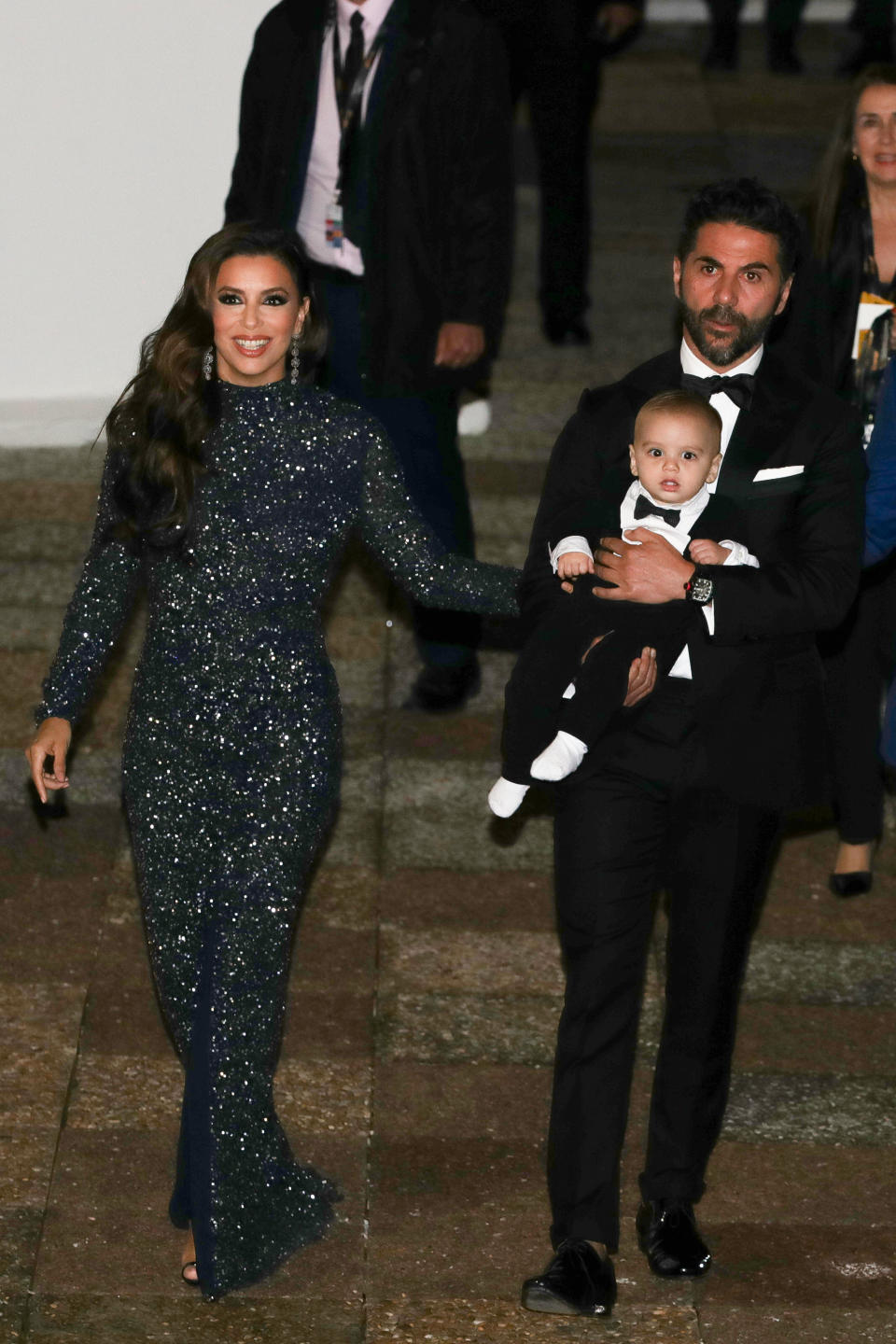 CANNES, FRANCE - MAY 20:  Eva Longoria, her husband Jose Baston and their son Santiago Enrique Baston attend the The Global Gift Initiative event during the 72nd annual Cannes Film Festival on May 20, 2019 in Cannes, France. (Photo by Andreas Rentz/Getty Images)