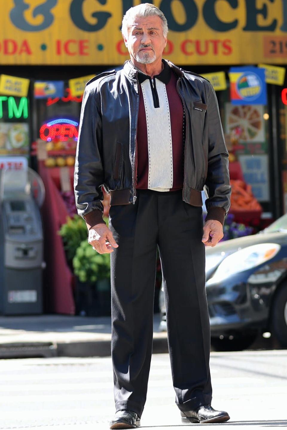 Sylvester Stallone is seen on the film set of the &quot;Tulsa King&quot; TV series on May 18, 2022 in the Brooklyn borough of New York City.