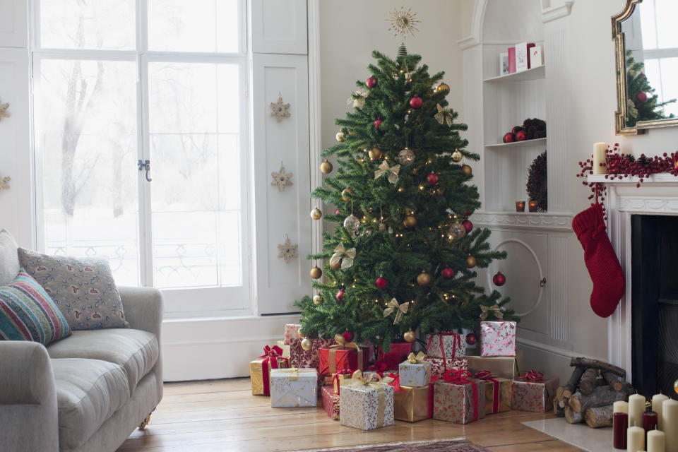 Christmas tree surrounded with gifts