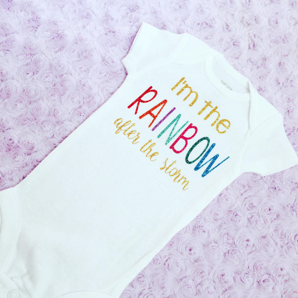 $11, <a href="https://www.etsy.com/listing/265161549/rainbow-baby-shirt-rainbow-baby-baby" target="_blank">LittleLoviesChic</a>