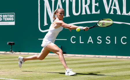 Tennis - WTA Premier - Nature Valley Classic - Edgbaston Priory Club, Birmingham, Britain - June 17, 2018 Slovakia’s Magdalena Rybarikov in action during the final against Czech Republic’s Petra Kvitova Action Images via Reuters/Ed Sykes